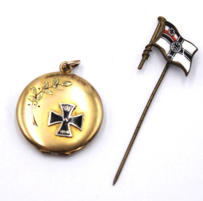 Auktion 350<br>patriotische Nadel und Medaillon, 1. WK, D-2,7cm [1]