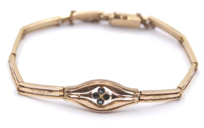 Auktion 350<br>Jugendstil-Armband, AM Doublé, besetzt mit blauen Steinen, ca. L-18cm [1]