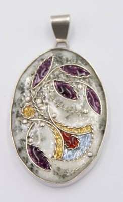 Auktion 350<br>gr, Anhänger, Emaille in 925er Silberfassung, 6 x 3,3cm [1]