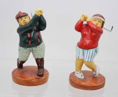 Auktion 350<br>Figuren Paar, Bruka Design Sweden, Golfer, ca, H-14,8cm [1]