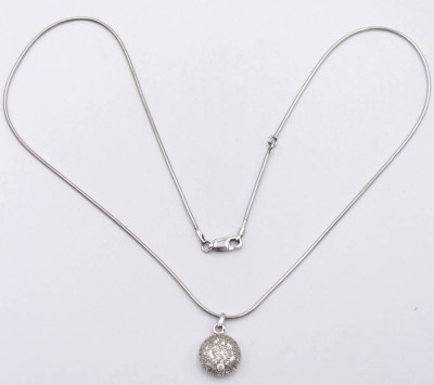 Auktion 350<br>Schlangenhalskette mit Anhänger, 925er Silber, klare Steine, 6,6gr., L-44cm und Anh. D-1,5cm [1]
