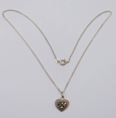 Auktion 350<br>925er Herzanhänger mit Markasiten an 925er Kette, L-37cm, Anh. 1,5cm, 3,2gr. [1]