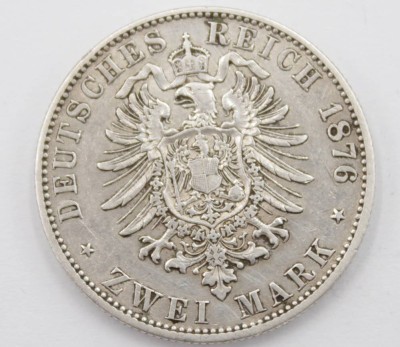 Auktion 350<br>2 Mark, Deutsche Reich 1876, Wilhelm I, 11gr., D-2,8cm [1]