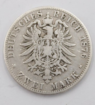 Auktion 350<br>2 Mark, Deutsche Reich 1876, Hamburg, 10,8gr., D-2,8cm [1]