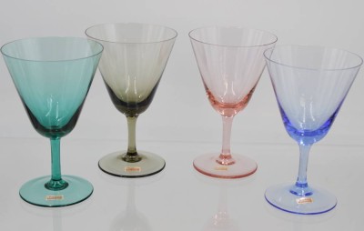 Auktion 350<br>4x Buntglas-Süssweingläser, Friedrich, 50/60er Jahre, ca. H-12,2cm [1]