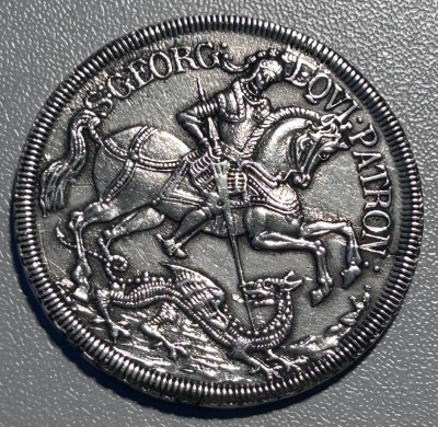 Auktion 350<br>alte versilberte-Medaille, St. Georgs-Taler, Ungarn, ohne Jahrgang, D-4 cm, 18,6 gr. [1]