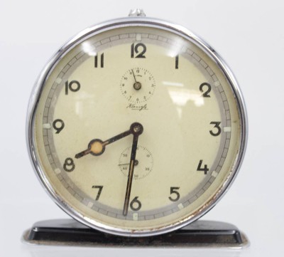 Auktion 350<br>alter Wecker. Kienzle, Werk läuft, Druckknopf fehlt, Alters-u. Gebrauchsspuren, H-10,8cm [1]