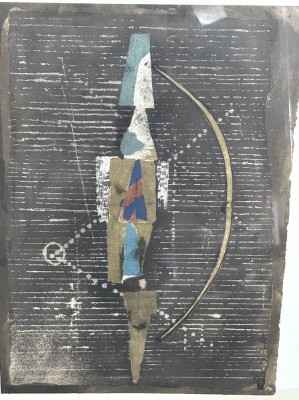 Auktion 350<br>Johnny FRIEDLAENDER (1912-1992),  Komposition, ger/Glas, RG 60x50 cm, in Platte bezeichne4t [1]