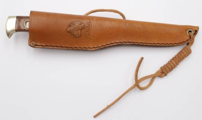 Auktion 350<br>Jagdmesser, Puma Buddy 6383, orig. Lederscheide, guter Zustand, L-24cm [1]
