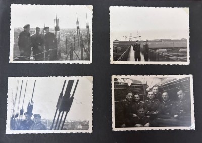 Auktion 350<br>Fotoalbum der Familie Hollenbach, 40 er bis ca. 1950, 150 Fotos, viele militärisch (hps. Frankreich-Feldzug-Paris, aber auch zum Ende viele Private, anbei 3 Kalenderbüchlein, 1943/43/44, mit div. Einträgen [1]