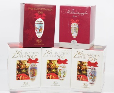 Auktion 350<br>5x div. Weihnachtszapfen, Hutschenreuther, 2000, 2001, 2005, 2006 und 2011 [1]