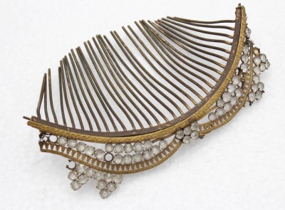 Auktion 350<br>antike Haarschmuck (Tiara), Fehlsteine und Altersspuren, anbei Silberhochzeitskrone [1]