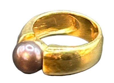 Auktion 356<br>Silberring-925- , vergoldet, mit lila Perle, RG 57, 8,4 gr. [1]
