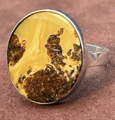Auktion 350<br>Silberring-925- mit marmorierter Steinplatte, RG 58, 7,3 gr. [1]