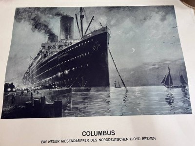 Auktion 350<br>8x div. Werbedrucke des Norddt. Lloyds Bremen, in unterschiedlicher Grösse und Erhaltung, einige mit fehlnden Ecken, Einrissen, Flecken, aber alle ausserhalb des Motives [1]