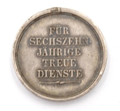 Auktion 350<br>kl. Medaille, Für 16jährige Treue Dienste, Silber, 10,8gr., D-2,5cm [1]