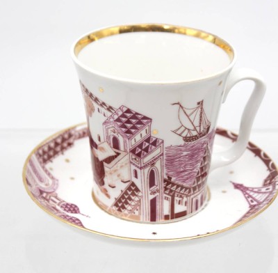 Auktion 350<br>gr. Tasse mit U.T., Lomonossov, St. Petersburg, H-.9,5cm [1]