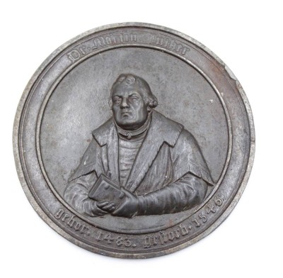 Auktion 350<br>runde Reliefplakette, Martin Luther, Eisenguss, D-10,3cm [1]