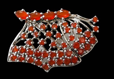 Auktion 350<br>Silber-925- Nadel bzw. Anhänger, rote Steine, 3,5x 2 cm, 5,3 gr [1]