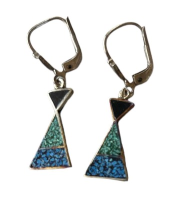 Auktion 350<br>Paar Ohrhänger-925-, Mexico, emailliert, L-4 cm, 1,8 gr [1]