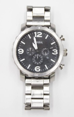 Auktion 366<br>Herren-Armbanduhr, Fossil, Quarzwerk, Werk nicht geprüft, leichte Trsagespuren, kl. Kratzer auf Glas, D-4,5cm [1]