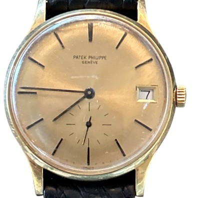 Auktion 351<br>Vintage Herren-Patek Philippe Calatrava, 1960er Jahre,  Ref. A9018/34, 750er GG-Gehäuse, Automatik-Werk läuft, Lederband, Alters-u. Tragespuren, D-3,5cm [1]