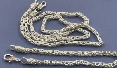 Auktion 351<br>massive Silber-925- Halsband mit passendem Armband, L-50 und 21 cm, zus. 48,7 gr [1]