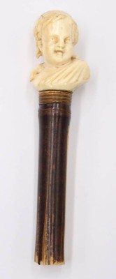 Auktion 351<br>antiker Knauf für Gehstock, Bein, wohl 18./19. Jhd., Knauf L-5cm [1]