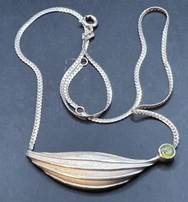 Auktion 356<br>Silber-Collier-925-  mit grünen Stein, L-ca. 42 gr., 8,1 gr. [1]