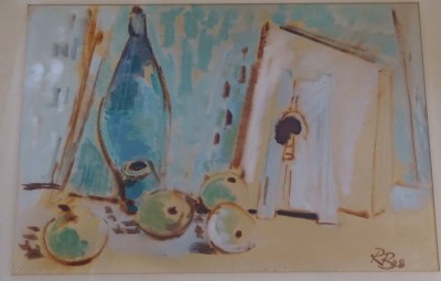 Auktion 351<br>RB 48, modernes Stilleben, wohl Lithografie, ger/Glas, RG 70x84 cm [1]