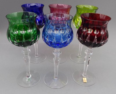 Auktion 352<br>6x Buntglas-Weingläser 