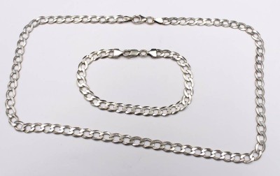 Auktion 352<br>Set, 925er Silber, Kette u. Armband, zus. 29,1gr., L-48cm u. L-20cm [1]