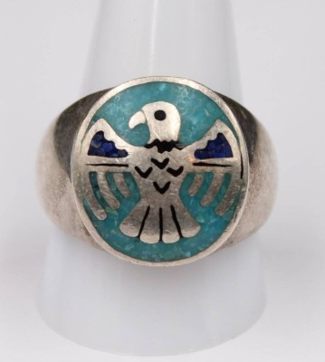 Auktion 352<br>925er Silber-Ring mit Türkis, 10,8gr., RG 59 [1]