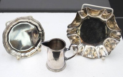 Auktion 352<br>2x versilberte Schalen, 1x Hotelsilber-Kännchen, ca. H-7,5cm, D-14,5cm [1]