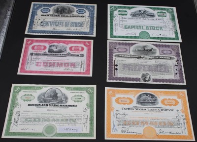 Auktion 352<br>6x diverse alte Aktien , (entwertet!) USA [1]