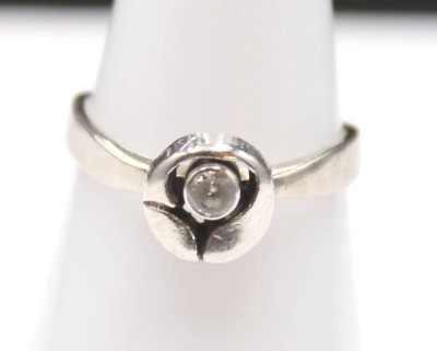 Auktion 352<br>925er Silber-Ring, klarer Stein, 2,2gr., offene Schiene [1]