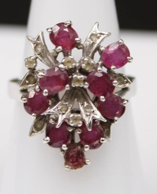 Auktion 352<br>925er Silber-Ring, klare Steine u. synth. Rubine,  5,1gr., RG 56/57 [1]