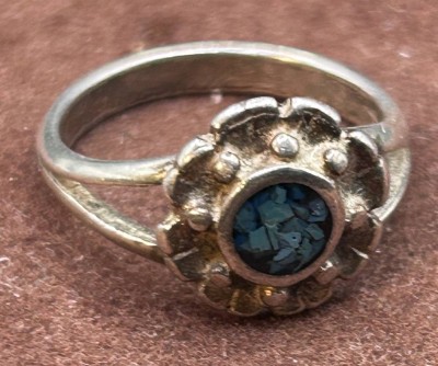 Auktion 369<br>Bicolor  Mädchenring, RG 47, mit blauen Stein, 2,2 gr. [1]
