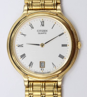 Auktion 352<br>Armbanduhr, Citizen Quartz, goldfarben, D-3,5cm, Werk nicht geprüft [1]