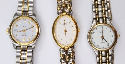 Auktion 352<br>3x div. Damenarmbanduhren, Tissot, Citizen und  Regent, Citizen Stellschraube defekt, Quartzwerke nicht geprüft, Tragespuren [1]