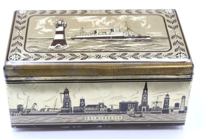 Auktion 352<br>Blechdose, Schütz, Bremerhaven, H-7,5cm B-15,5cm [1]