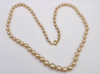 Auktion 353<br>Muschelkern-Perlenkette, 585er GG Schließe, ca. L-44cm [1]