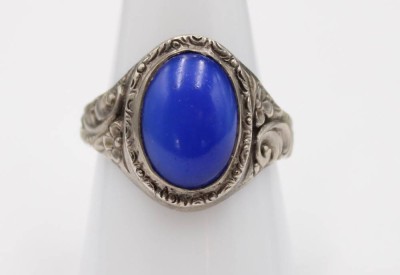 Auktion 353<br>835er Silber-Ring mit blauem Cabochon, 6,8gr., RG 60 [1]