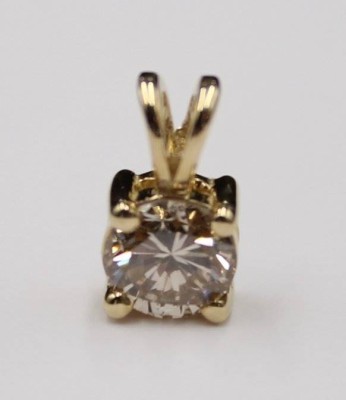 Auktion 353<br>kl.  14ct GG-Anhänger, 0,4 ct Diamant, ca. D-,05cm, 0,5gr., L-0,9cm [1]