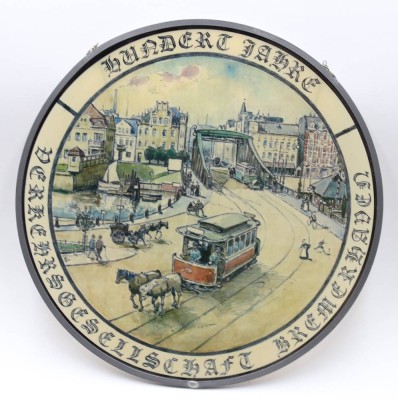 Auktion 353<br>Fensterbild, 100 Jahre Verkehrsgesellschaft Bremerhaven, Kunststoff, D-31,3cm [1]