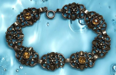 Auktion 353<br>Silber-Armband-835- mit gelben Steinen, L-18 cm, 14,7 gr [1]