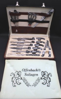 Auktion 353<br>Kochmesser-Satz, Offenbach-Solingen, im Koffer, neuwertig, unbenutzt [1]