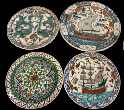 Auktion 353<br>4x griechische Wandteller, alle handbemalt, D-von ca. 27 bis 34 cm [1]