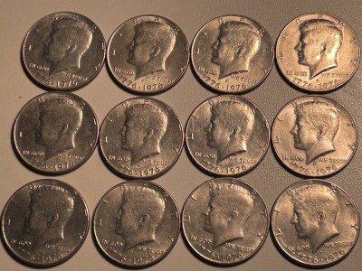 Auktion 366<br>12x Half Dollar, USA, Kennedy/Independence Hall, 1976, [1]