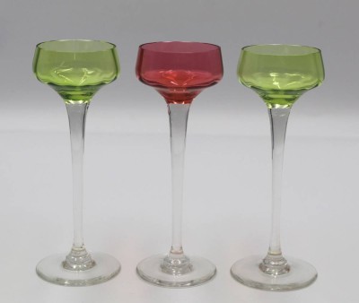Auktion 362<br>3x Likör-Gläser, wohl Jugendstil, ca. H-14,5cm [1]